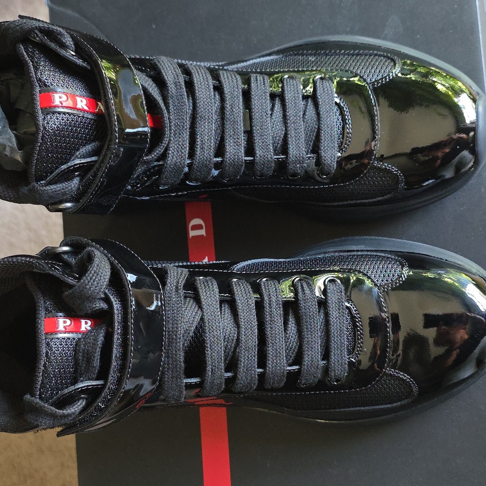Prada Black Glossy Sneakers - Picture 4 of 6